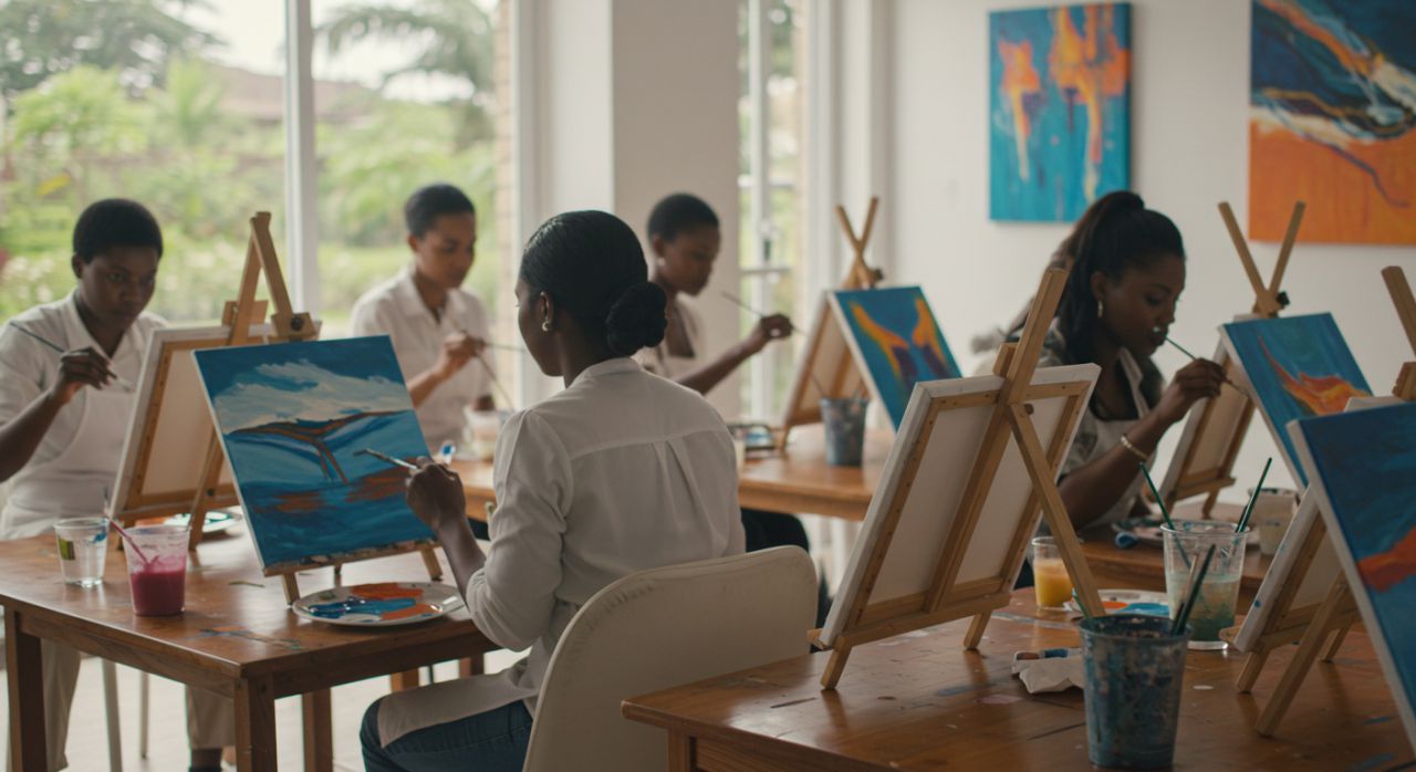 Canvas paint and sip event in Karen
