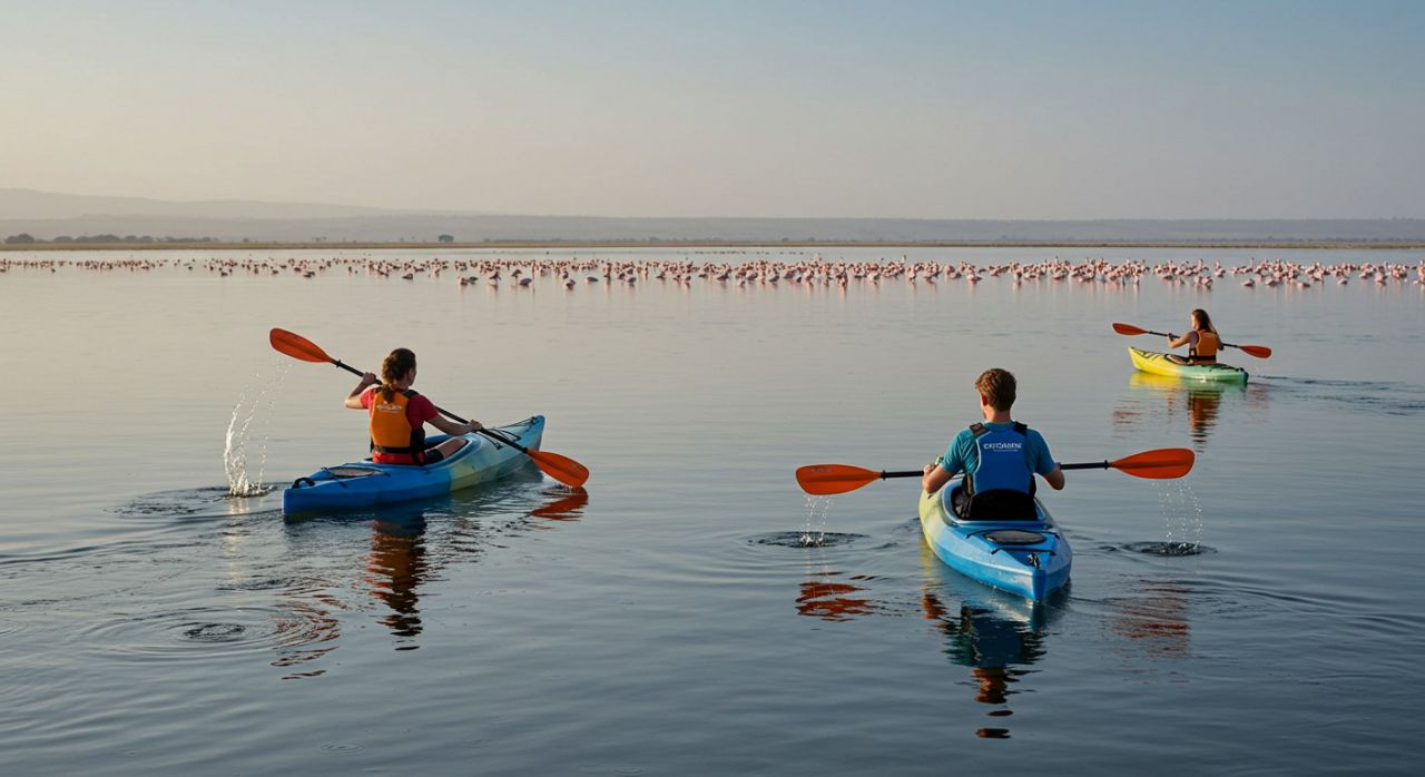Sport kayaking on Lake Nakuru