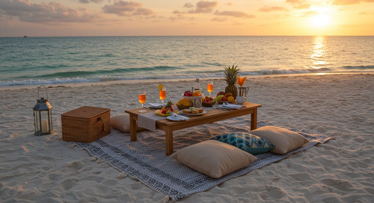 Sunset beach picnic in Mombasa